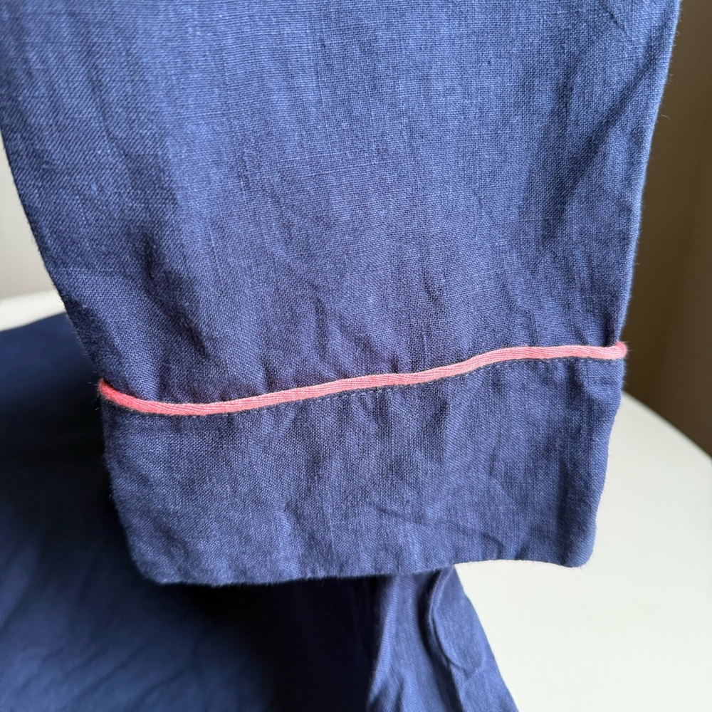 Ilana Kohn 100% Linen Made in USA Shirt Size S Blue with Pink Accents Jacket - Picture 7 of 15